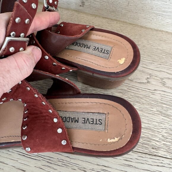 Steve Madden Gila Sandal Brown with Studs Size 8 - Picture 7 of 13